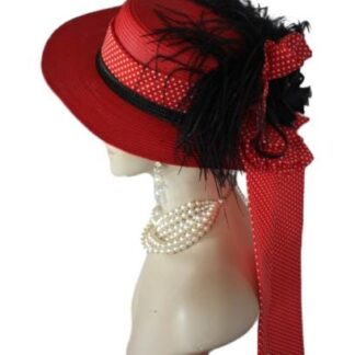 Women Red Black Brim Formal Dress Designer Church Hat, Ladies Fashion Wedding Guest Hat, NYFashionHats Millinery, Mother Of The Bride Hats