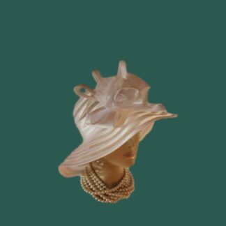 White Satin Haute Couture Big Brim Bridal Hat Women, Formal Dress Church Hat NY Fashion Hats , Ladies Designer Hats, Wedding Guest Hat Races