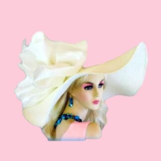 Beige Ivory Haute Couture Designer Extra Large Brim Designer Hat Women, Hats For Horse Raced Derby Luncheon, Fashion Church Dress Wedding