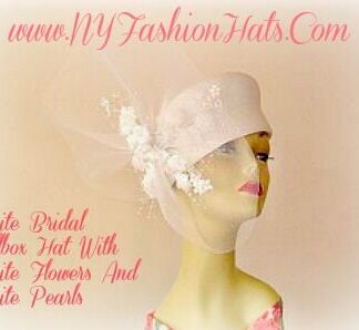 White Bridal Wedding Brides Hat With Flowers Ladies Women Hats 4gsj