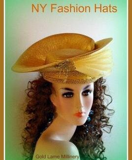 Ladies Women's Metallic Gold Or Silver Lame Designer Fashion Hat For Women. We Specialize In Kentucky Derby Hats For Women, Dress Hats For Women Ladies Fashion Hats, Designer Hats For Weddings, Church Hats, Tea Party Hats, Ladies Formal Hats, Kentucky Oaks Hats, Preakness Hats, Belmont Stakes Hats, And Special Occasion Hats For Women. Custom Made And Designed By NY Fashion Hats Millinery Headwear. https://www.nyfashionhats.com Crown Measures 22.5"