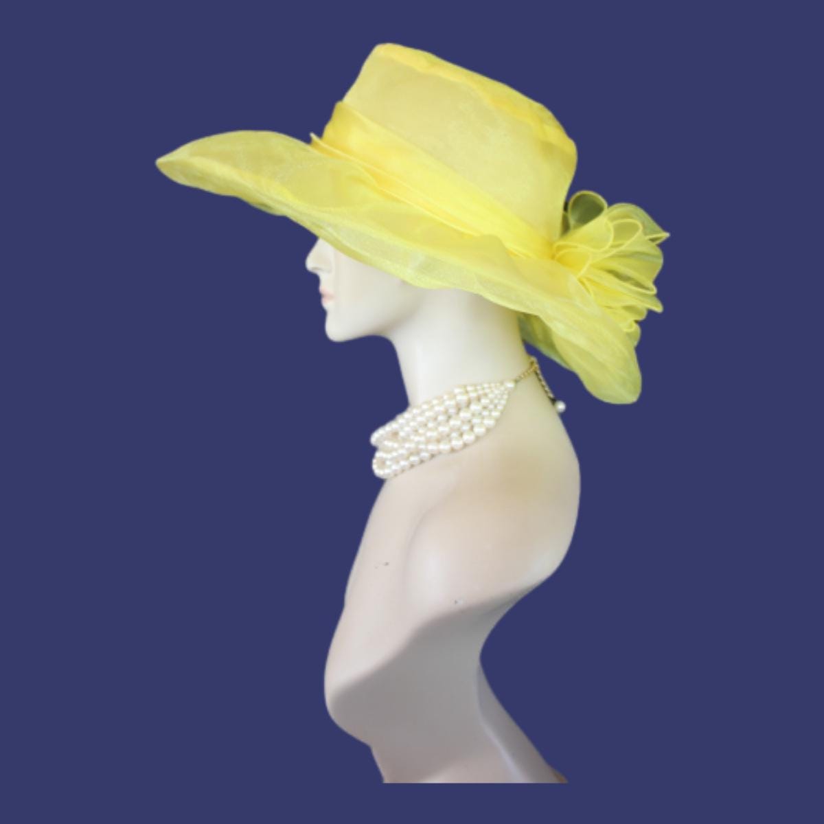 Royal Blue Large Brim Wedding Bridal Designer Hat, Haute Couture Hats, Formal Dress Hat, Mother Of The Bride Hats, Derby NY Fashion Hats - Image 4