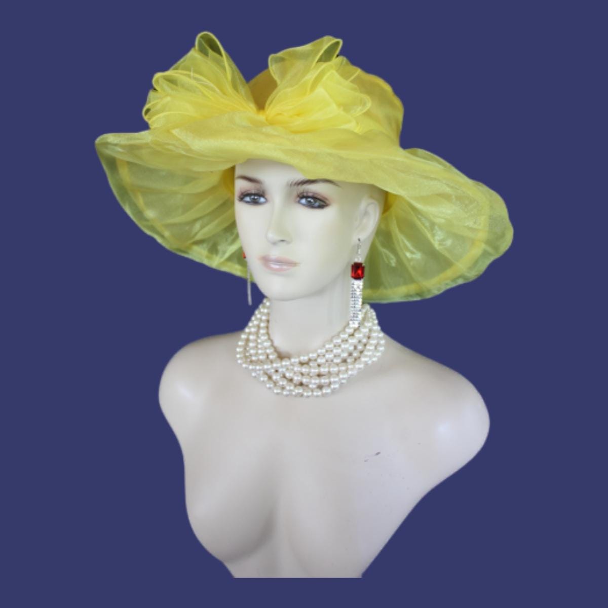 Royal Blue Large Brim Wedding Bridal Designer Hat, Haute Couture Hats, Formal Dress Hat, Mother Of The Bride Hats, Derby NY Fashion Hats - Image 7