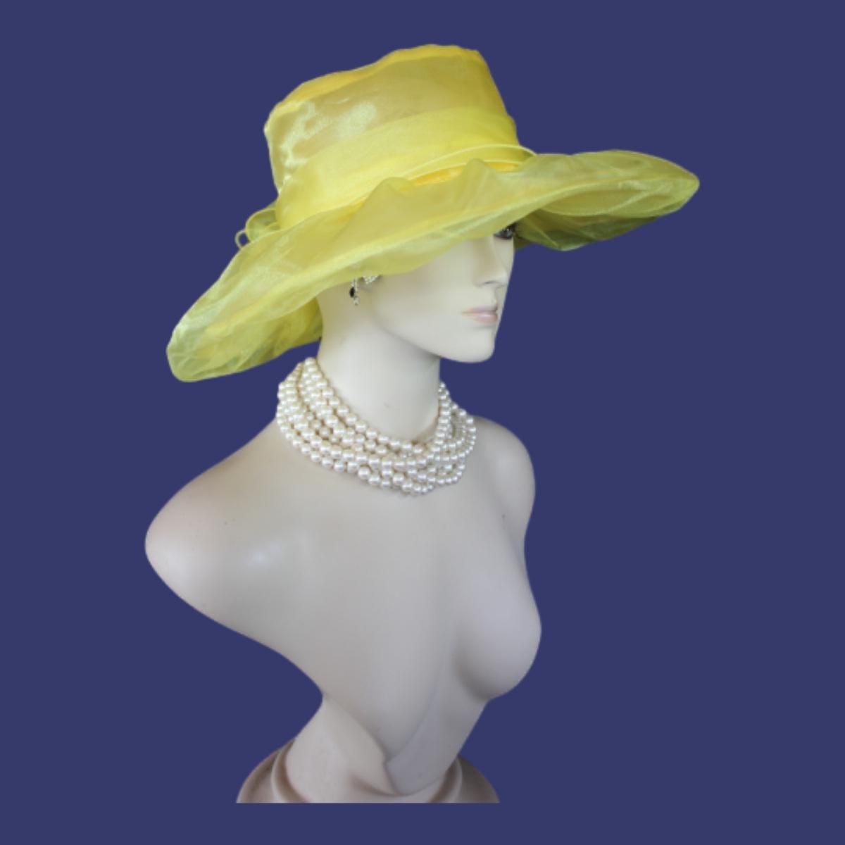 Royal Blue Large Brim Wedding Bridal Designer Hat, Haute Couture Hats, Formal Dress Hat, Mother Of The Bride Hats, Derby NY Fashion Hats - Image 10