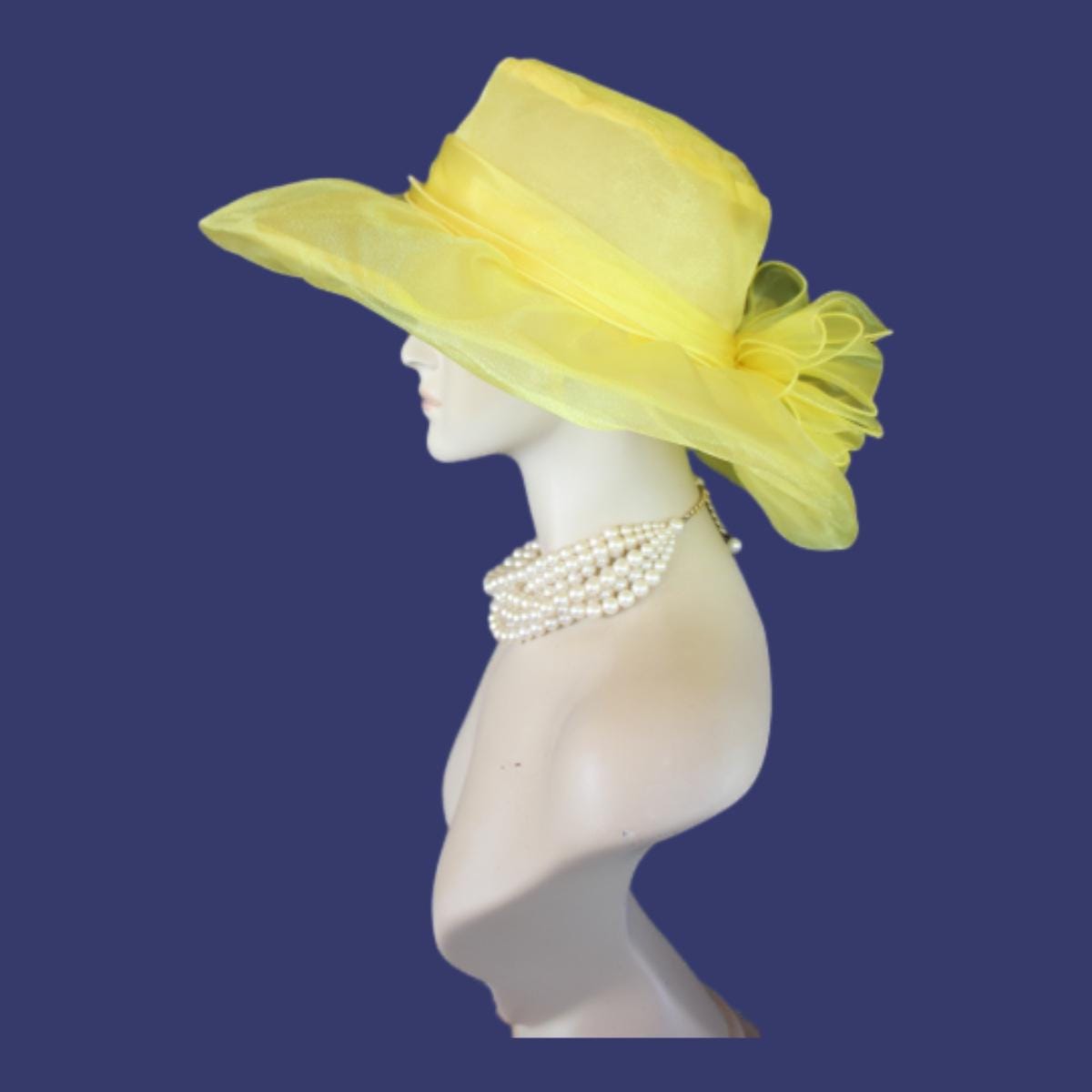 Royal Blue Large Brim Wedding Bridal Designer Hat, Haute Couture Hats, Formal Dress Hat, Mother Of The Bride Hats, Derby NY Fashion Hats - Image 9