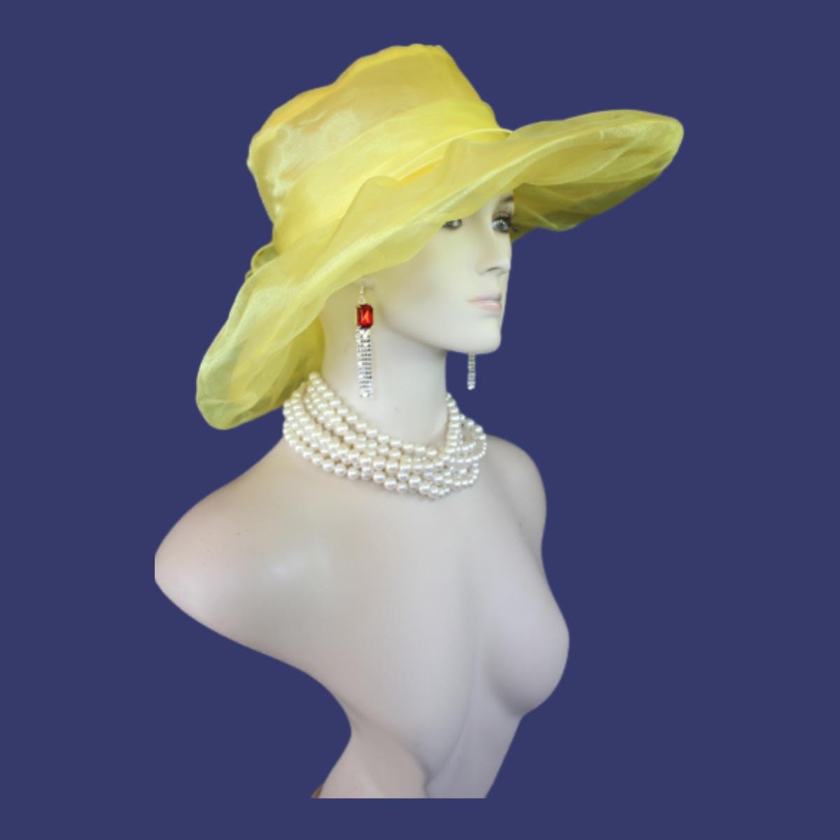 Royal Blue Large Brim Wedding Bridal Designer Hat, Haute Couture Hats, Formal Dress Hat, Mother Of The Bride Hats, Derby NY Fashion Hats - Image 3