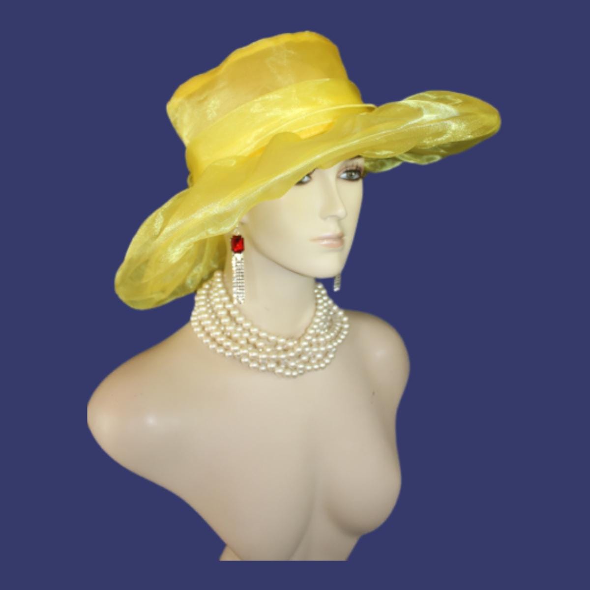 Royal Blue Large Brim Wedding Bridal Designer Hat, Haute Couture Hats, Formal Dress Hat, Mother Of The Bride Hats, Derby NY Fashion Hats - Image 6