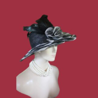 Black White Formal Wide Brimmed Designer Hat For Women By NYFashionHats.com