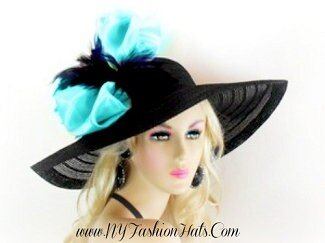 Black Couture Designer Hats For Women, Big Large Brim Formal Wedding Hat, Church Temple Dress Hat Races, NYFashionHats Millinery Vina - Image 8
