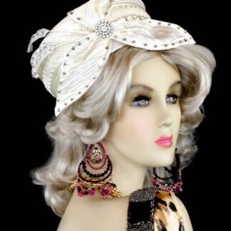 Women's Ivory Braid And Satin Pillbox Designer Wedding Church Cocktail Hat, Headcover For Special Occasion And Formals. This formal pillbox cocktail hat, is appropriate to wear for special occasions, weddings and funerals.