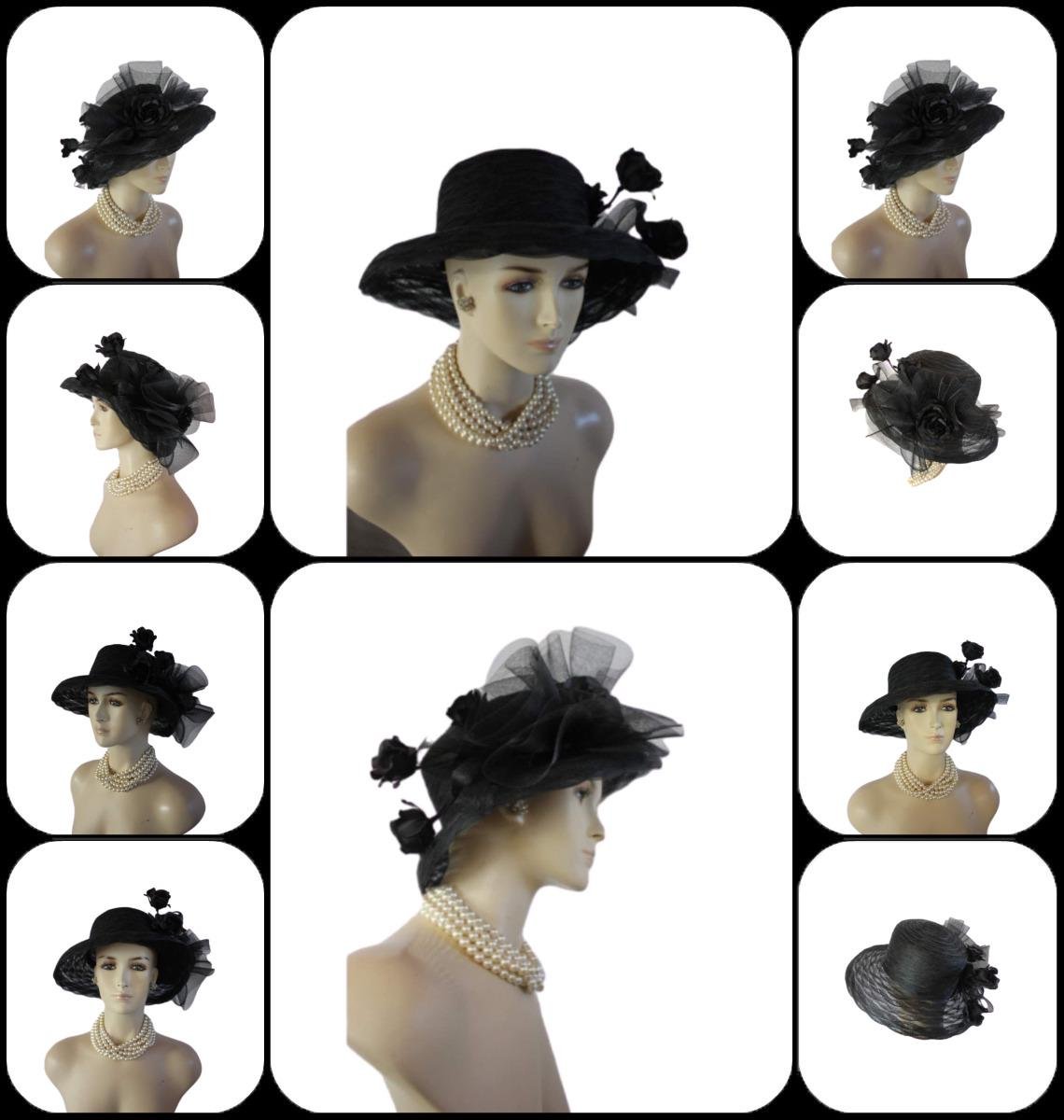 Hats Avant Garde Luxury, Women's Haute Couture Black Formal Designer Hat Silk Roses, Wedding Guest Occasion Church Hat, Mother Of The Bride, - Image 6