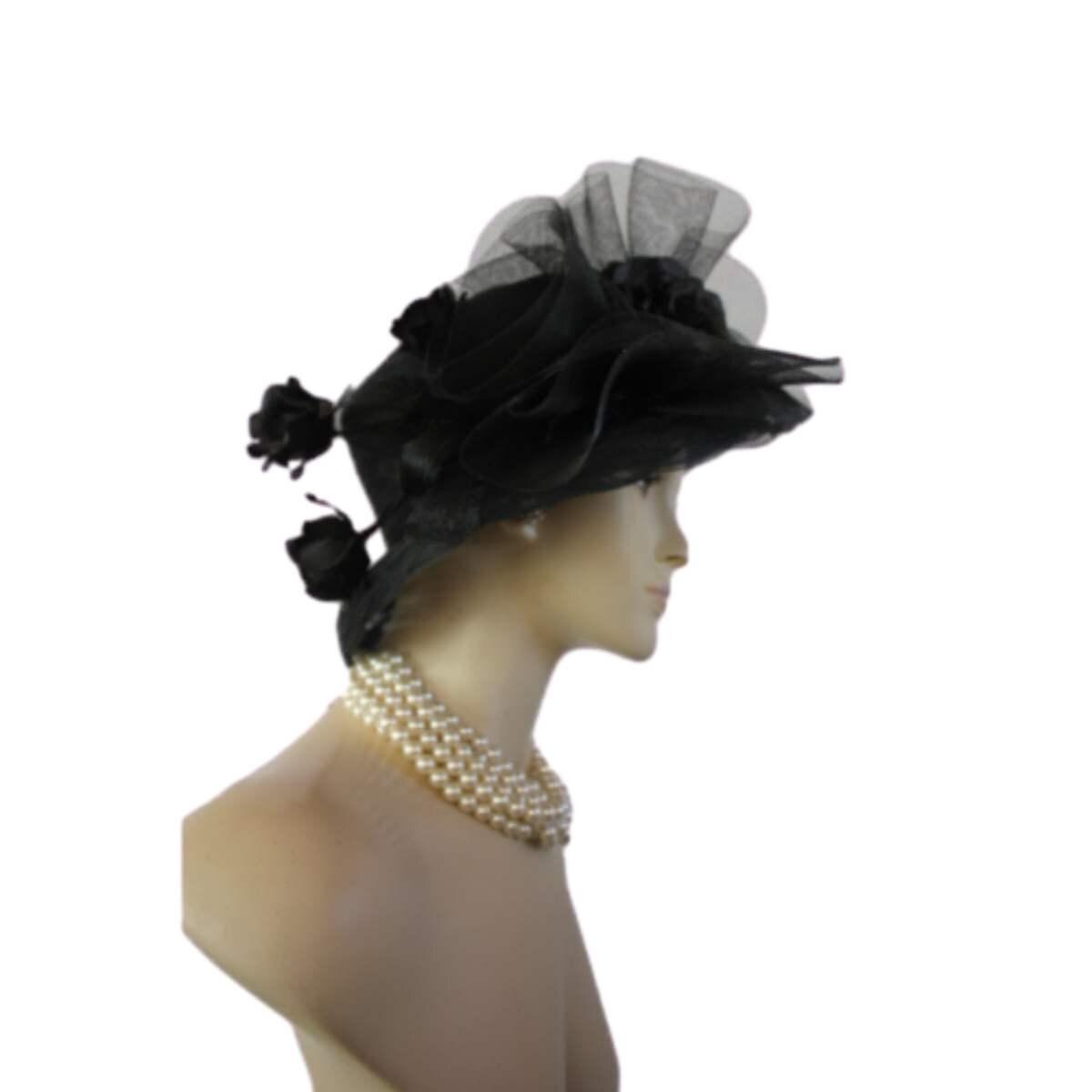 Hats Avant Garde Luxury, Women's Haute Couture Black Formal Designer Hat Silk Roses, Wedding Guest Occasion Church Hat, Mother Of The Bride, - Image 15
