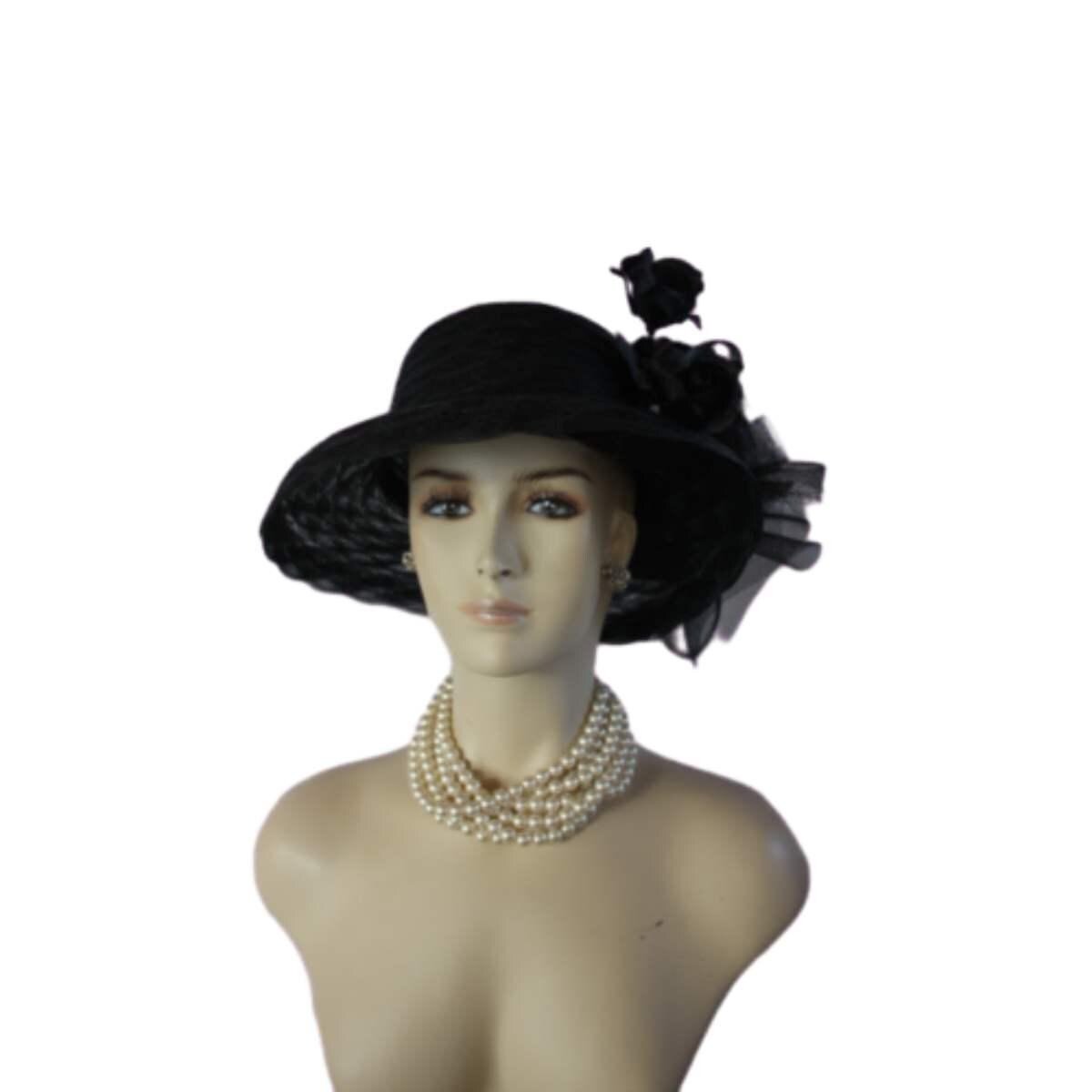 Hats Avant Garde Luxury, Women's Haute Couture Black Formal Designer Hat Silk Roses, Wedding Guest Occasion Church Hat, Mother Of The Bride, - Image 17