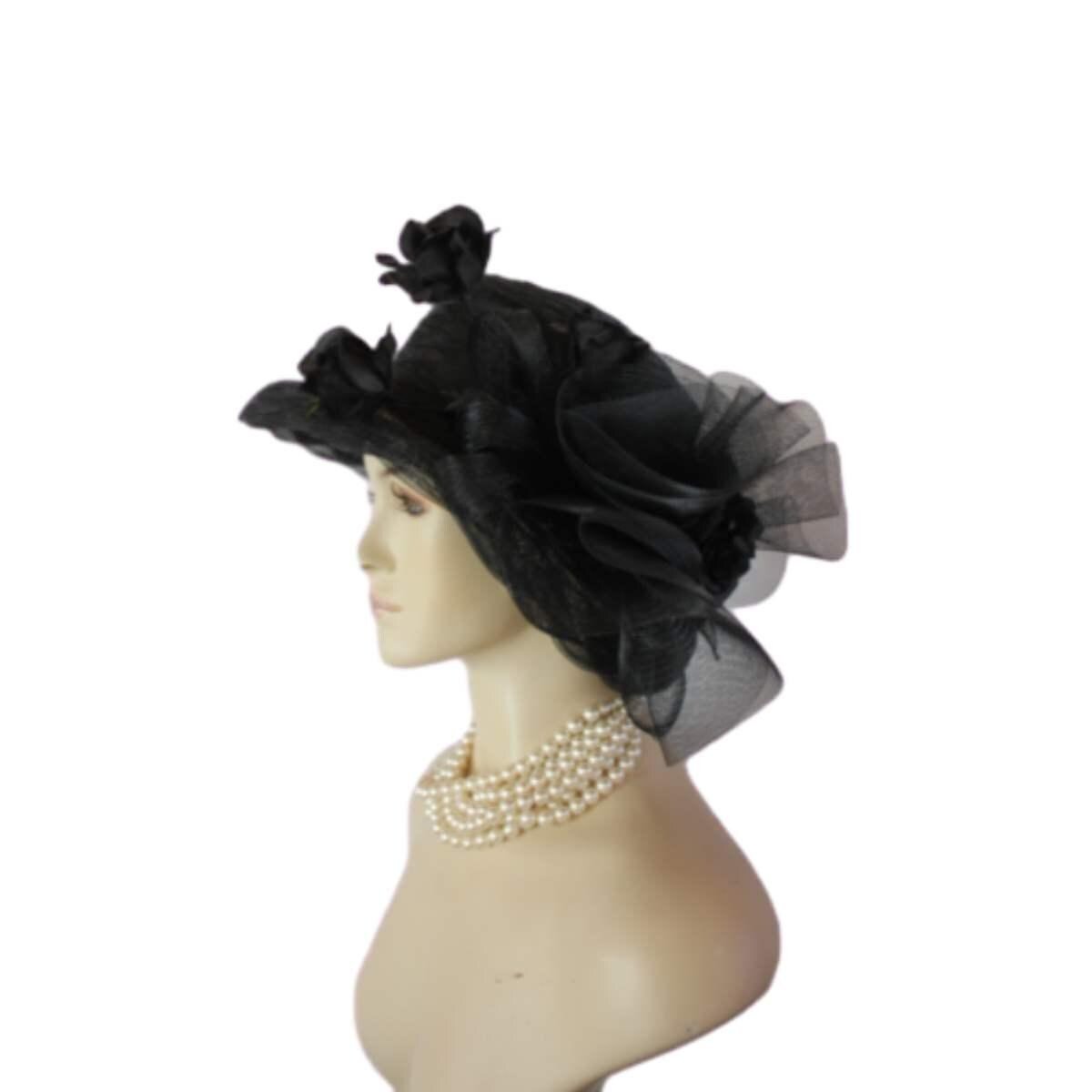 Hats Avant Garde Luxury, Women's Haute Couture Black Formal Designer Hat Silk Roses, Wedding Guest Occasion Church Hat, Mother Of The Bride, - Image 18